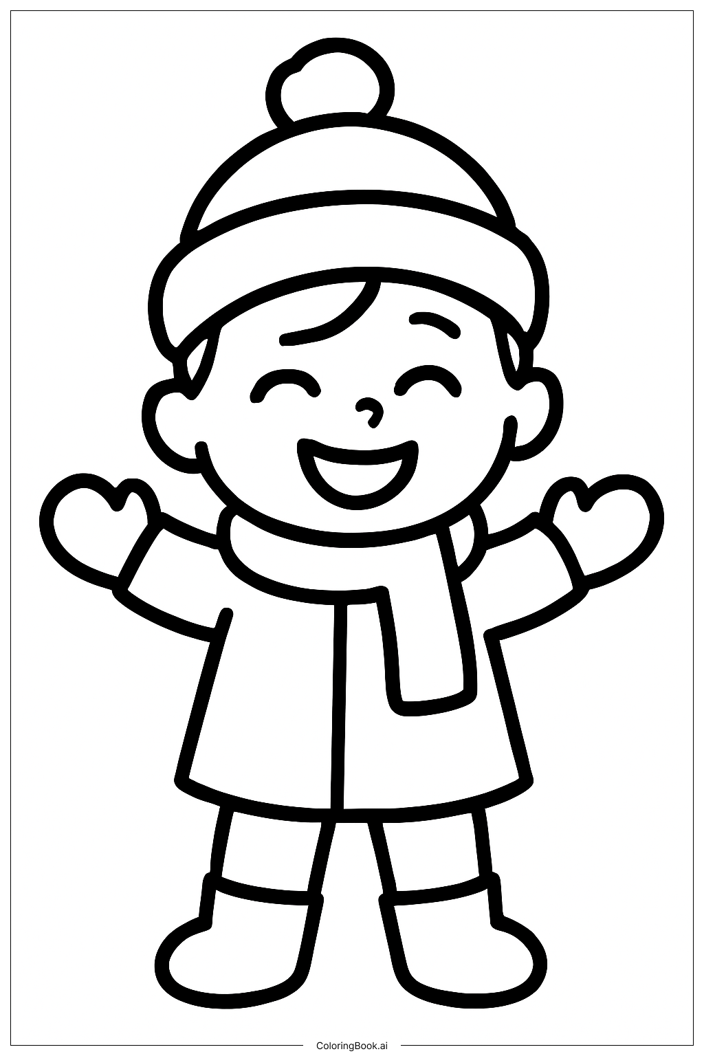 Trang tô màu Đứa trẻ hạnh phúc mùa đông
