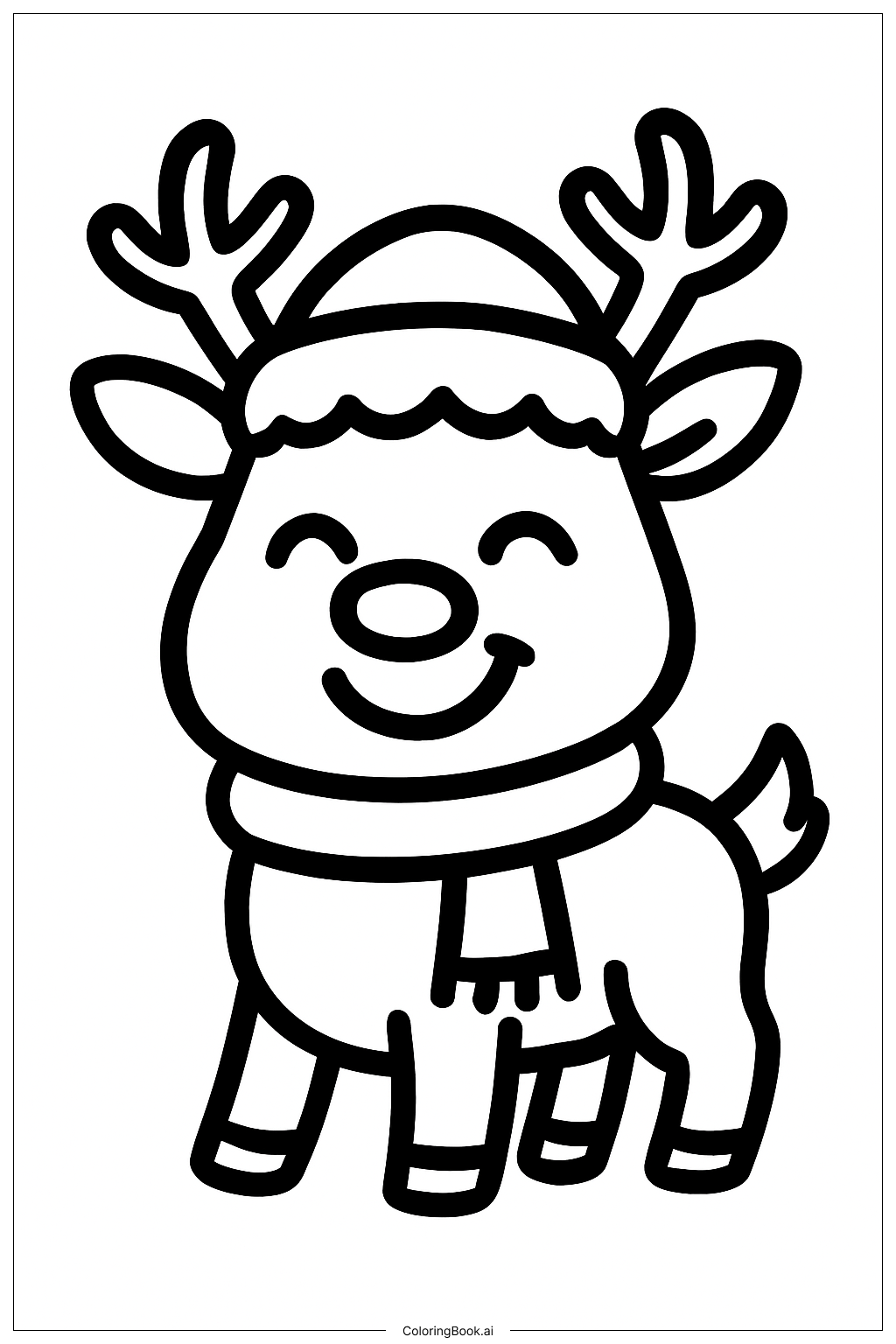 Trang tô màu Tuần lộc Vui Vẻ trong Mùa Đông