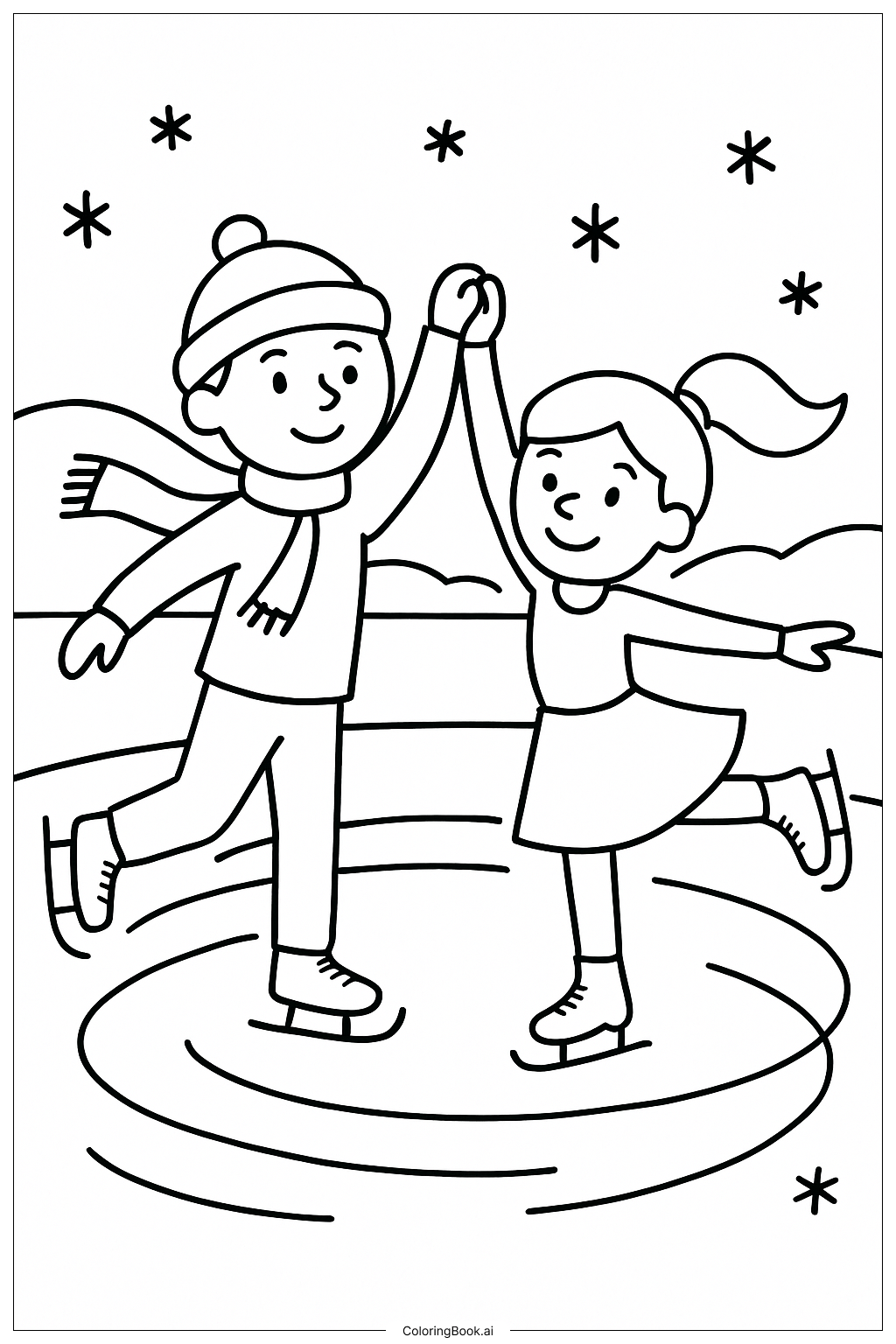 Trang tô màu Cặp Đôi Trượt Băng Frozen