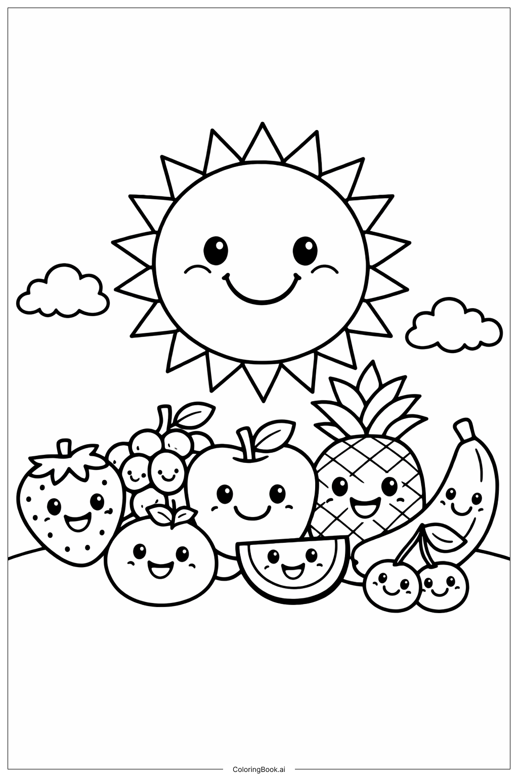  聖霊の実 フルーツと太陽の塗り絵ページ 