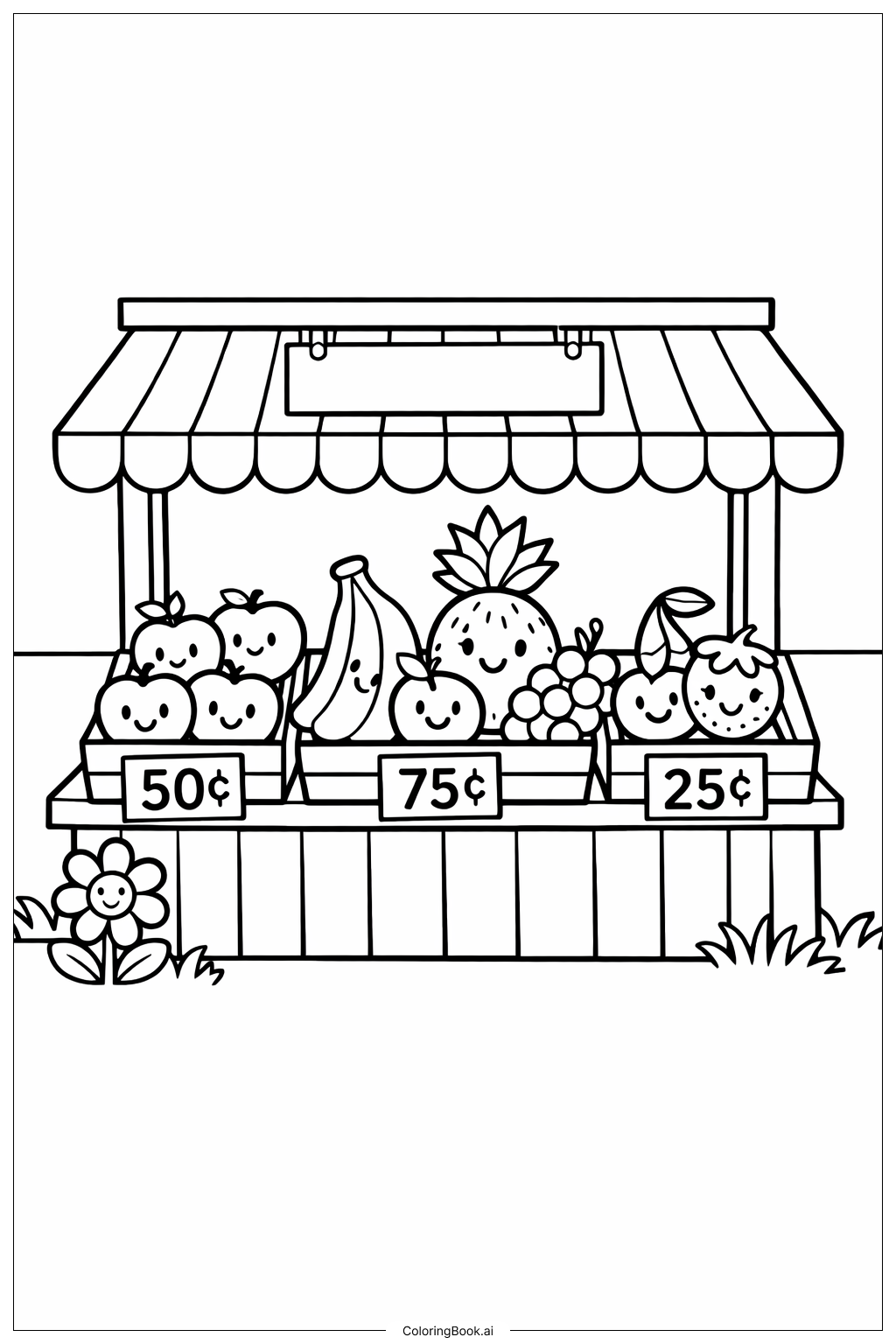  성령의 열매 과일 시장 가판대 색칠공부 페이지 