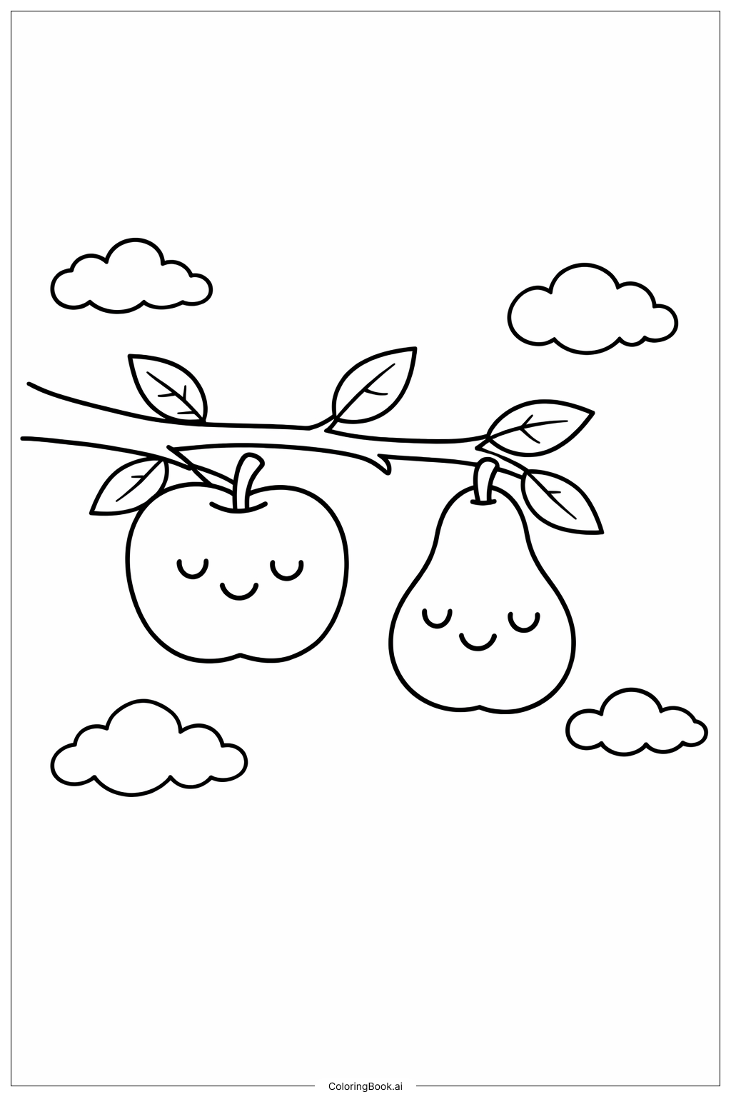  Trang tô màu Trái Của Thần Linh Trên Cành 