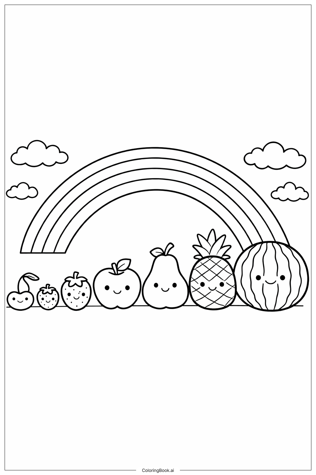  霊の実フルーツレインボーの塗り絵ページ 