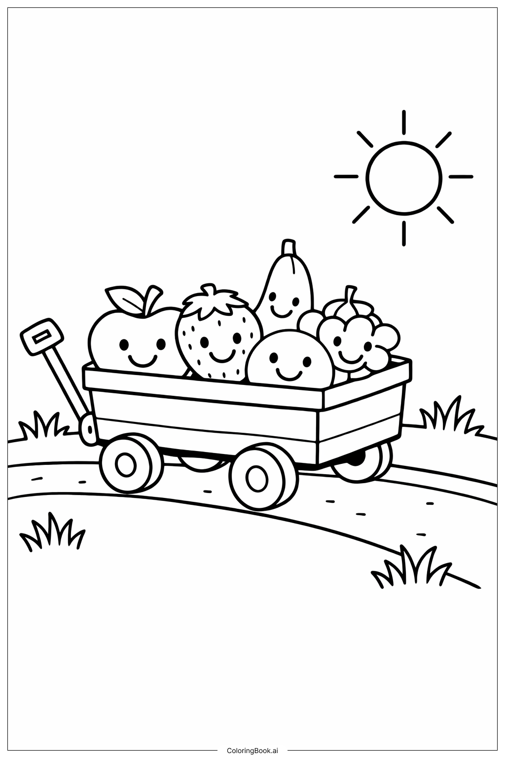  Trang tô màu Chuyến Xe Kéo Trái Cây Của Trái Tim 