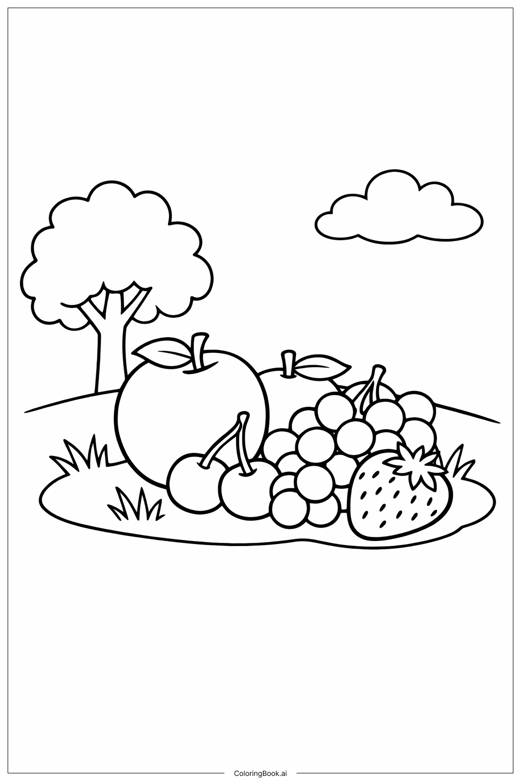  Trang tô màu Trái Cây Của Thần Linh Với Cảnh Đơn Giản 