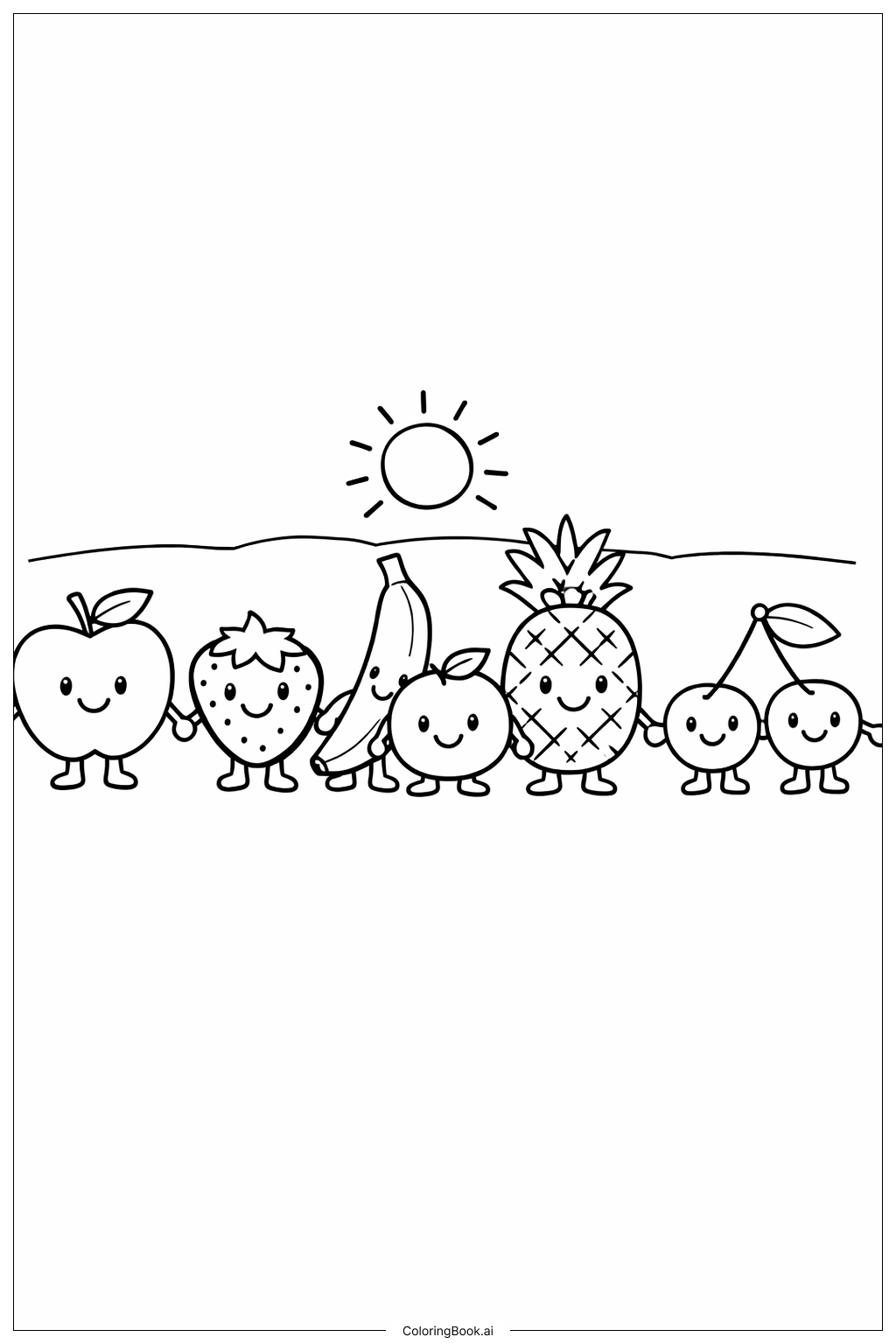  Trang tô màu Trái Cây Của Thần Khí Nắm Tay Nhau 