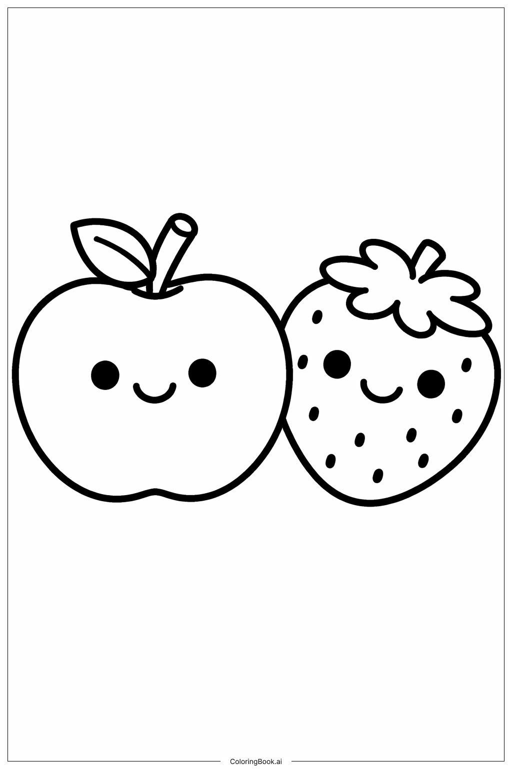  フルーツ・オブ・ザ・スピリット 笑顔のフルーツペアの塗り絵ページ 