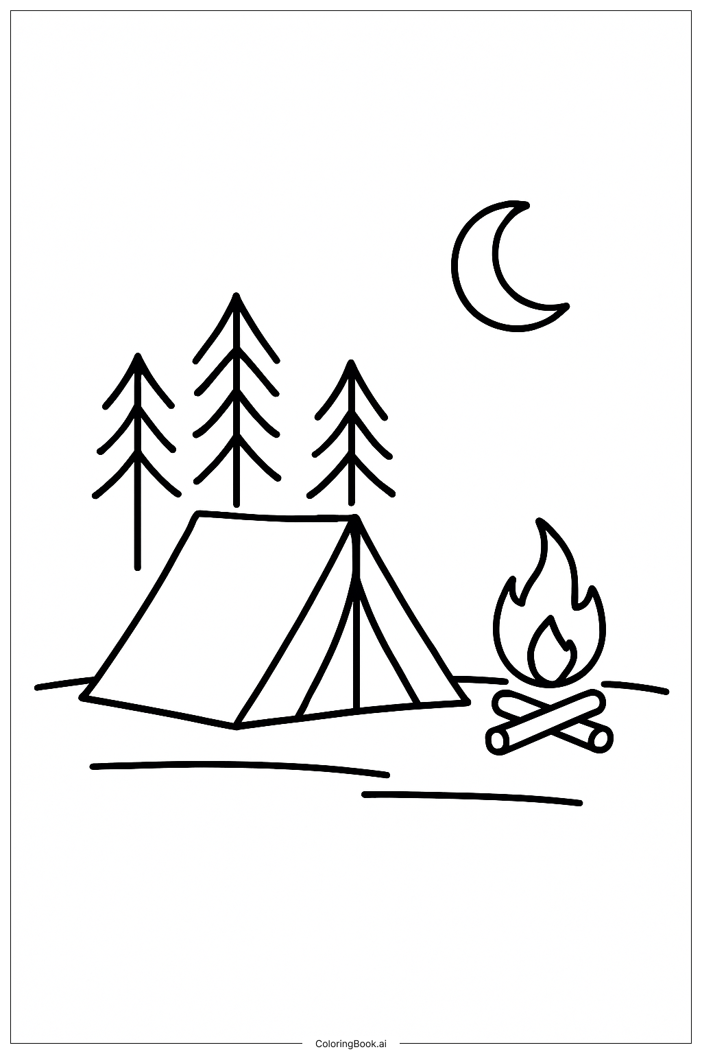  재미있는 캠핑 텐트 색칠공부 페이지 