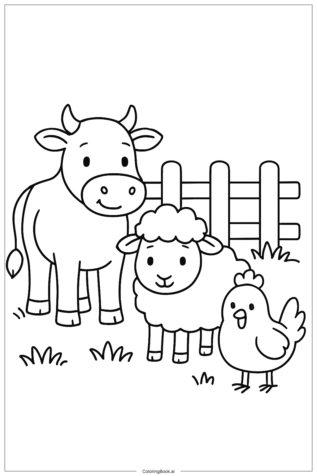  재미있는 농장 동물 색칠공부 페이지 