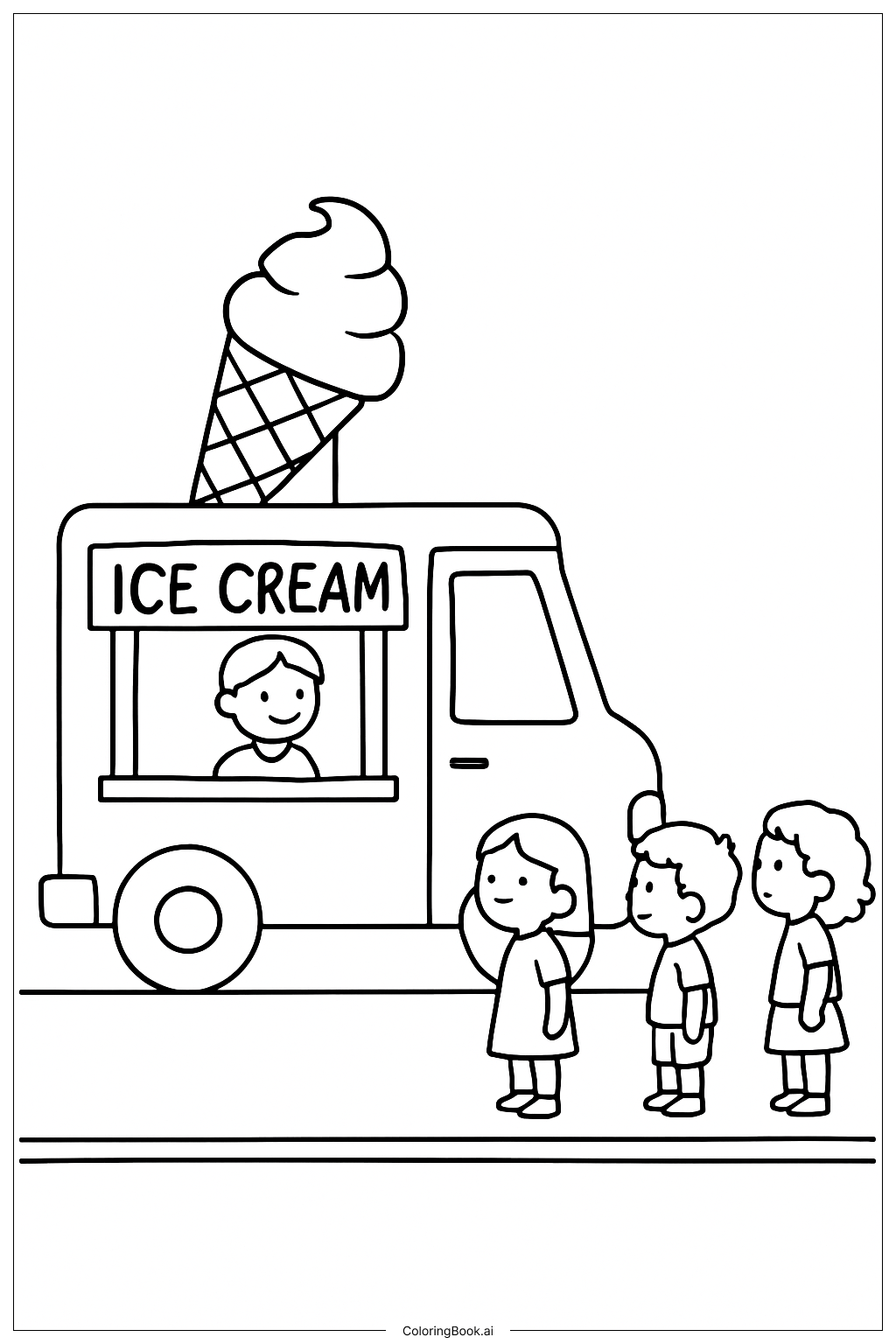  재미있는 아이스크림 트럭 색칠공부 페이지 