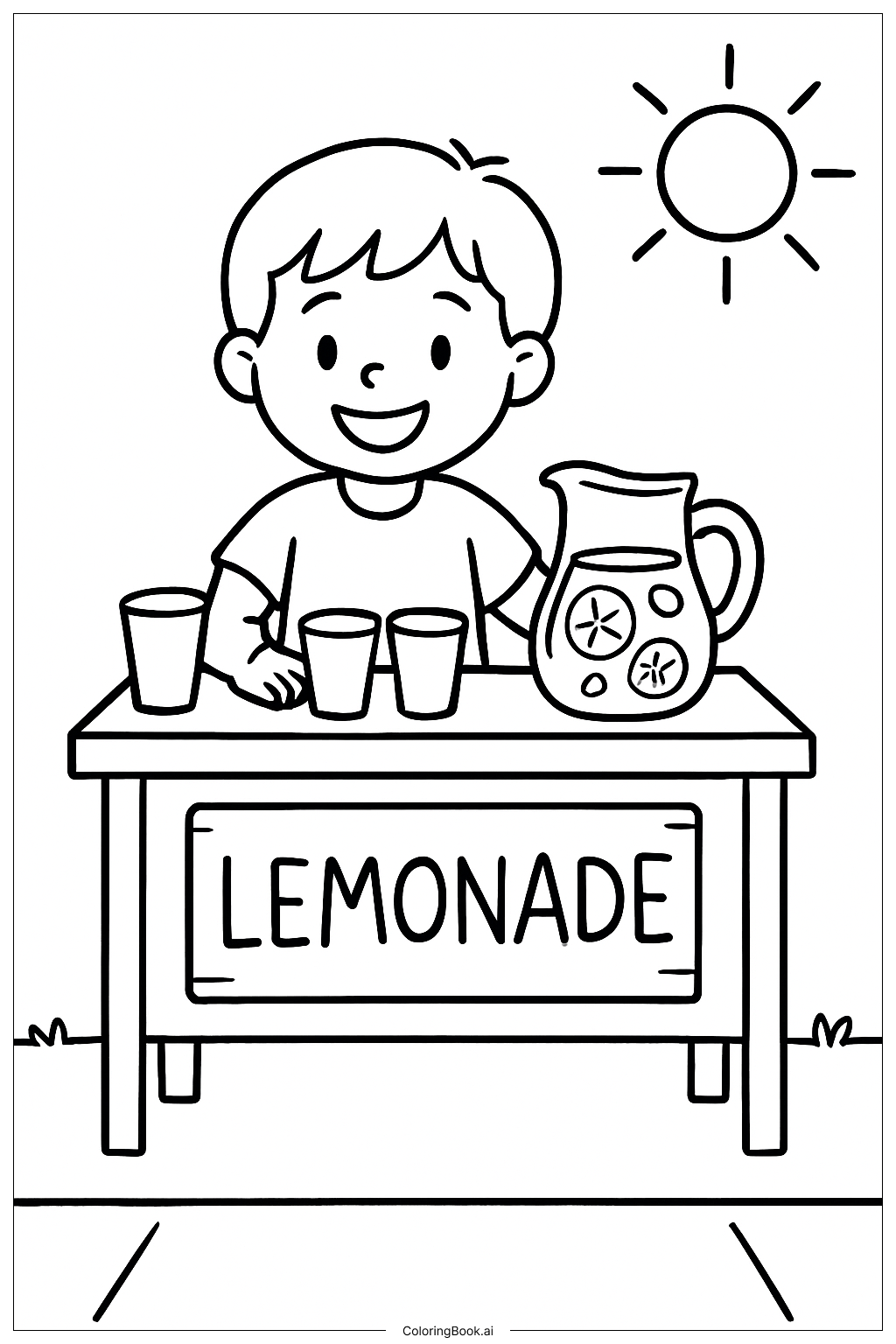  재미있는 레모네이드 가판대 색칠공부 페이지 
