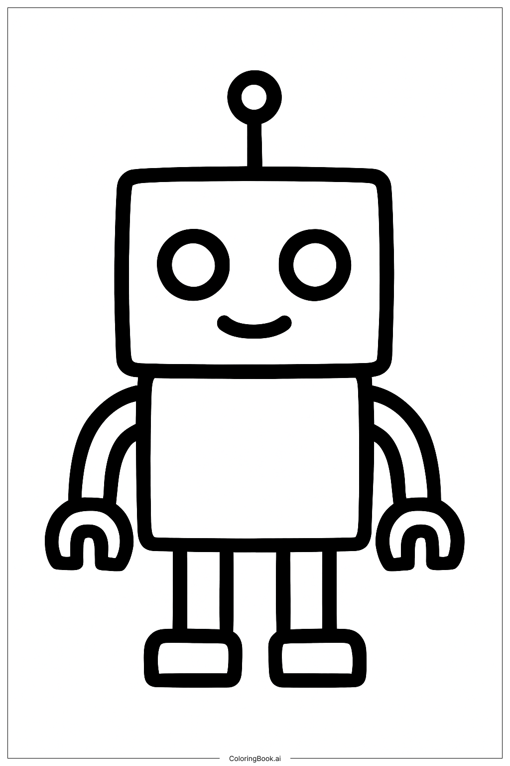  재미있는 작은 로봇 색칠공부 페이지 