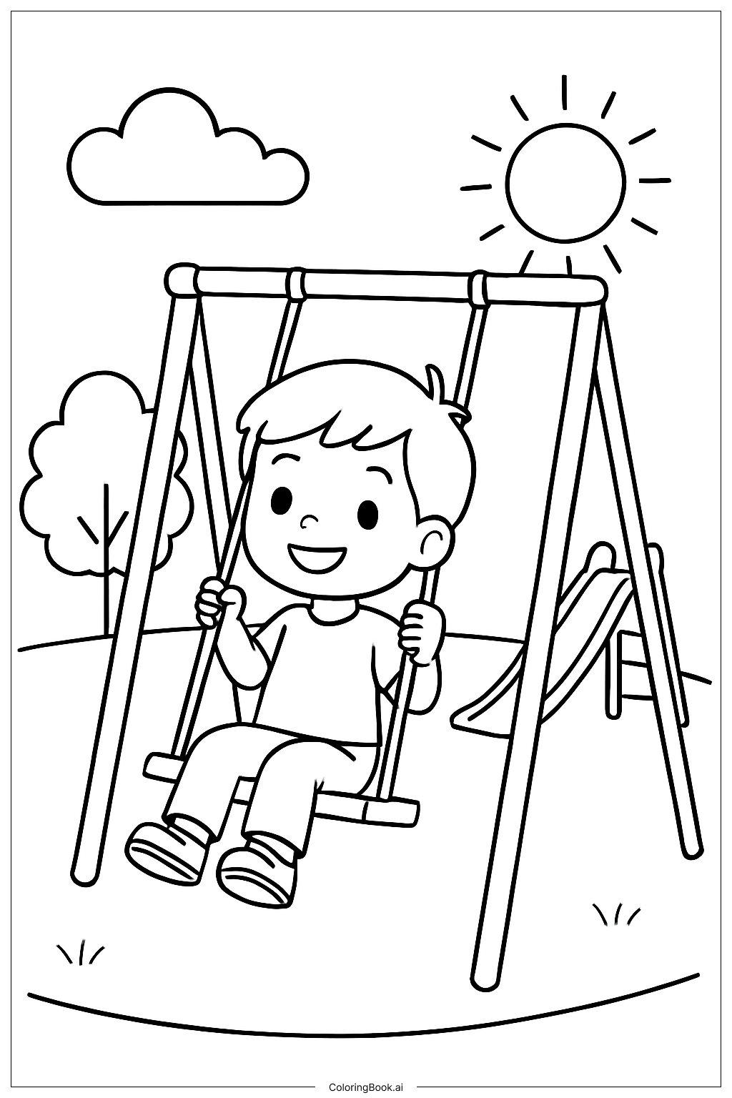  재미있는 놀이터 그네 색칠공부 페이지 