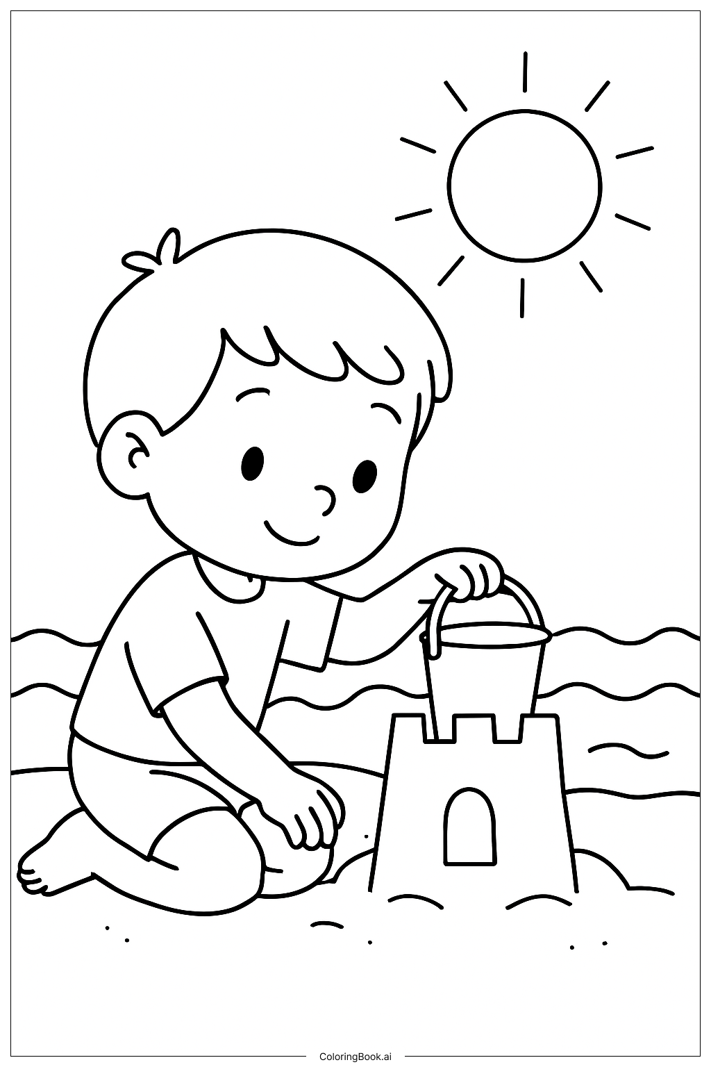  재미있는 모래성 만들기 색칠공부 페이지 