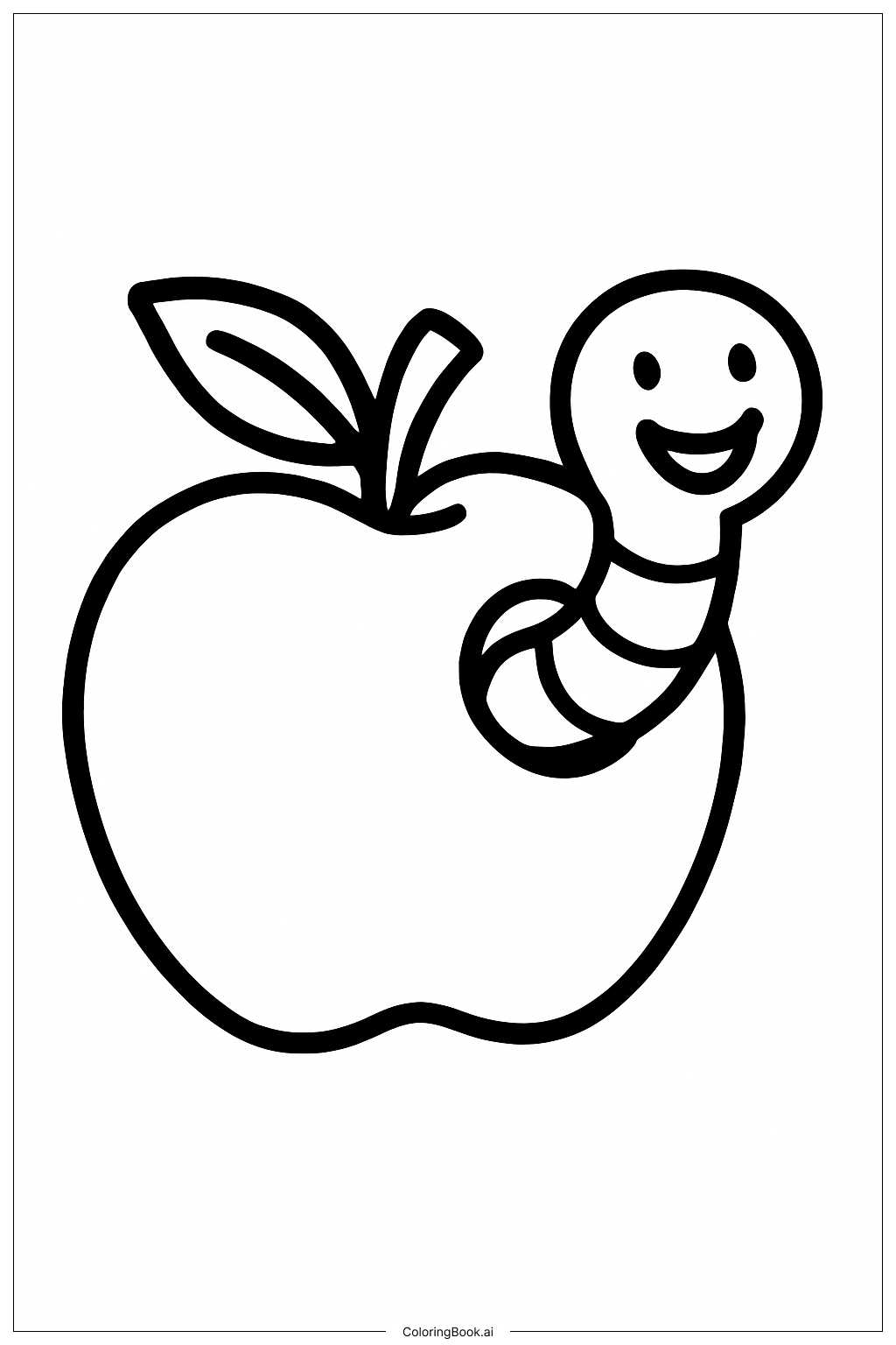  사과 속 재미있는 벌레 색칠공부 페이지 