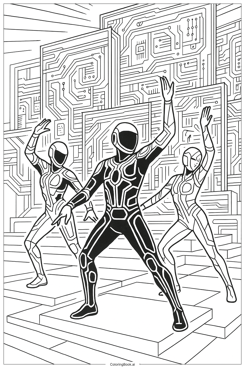  Futuristic Dance Performance Coloring Page 