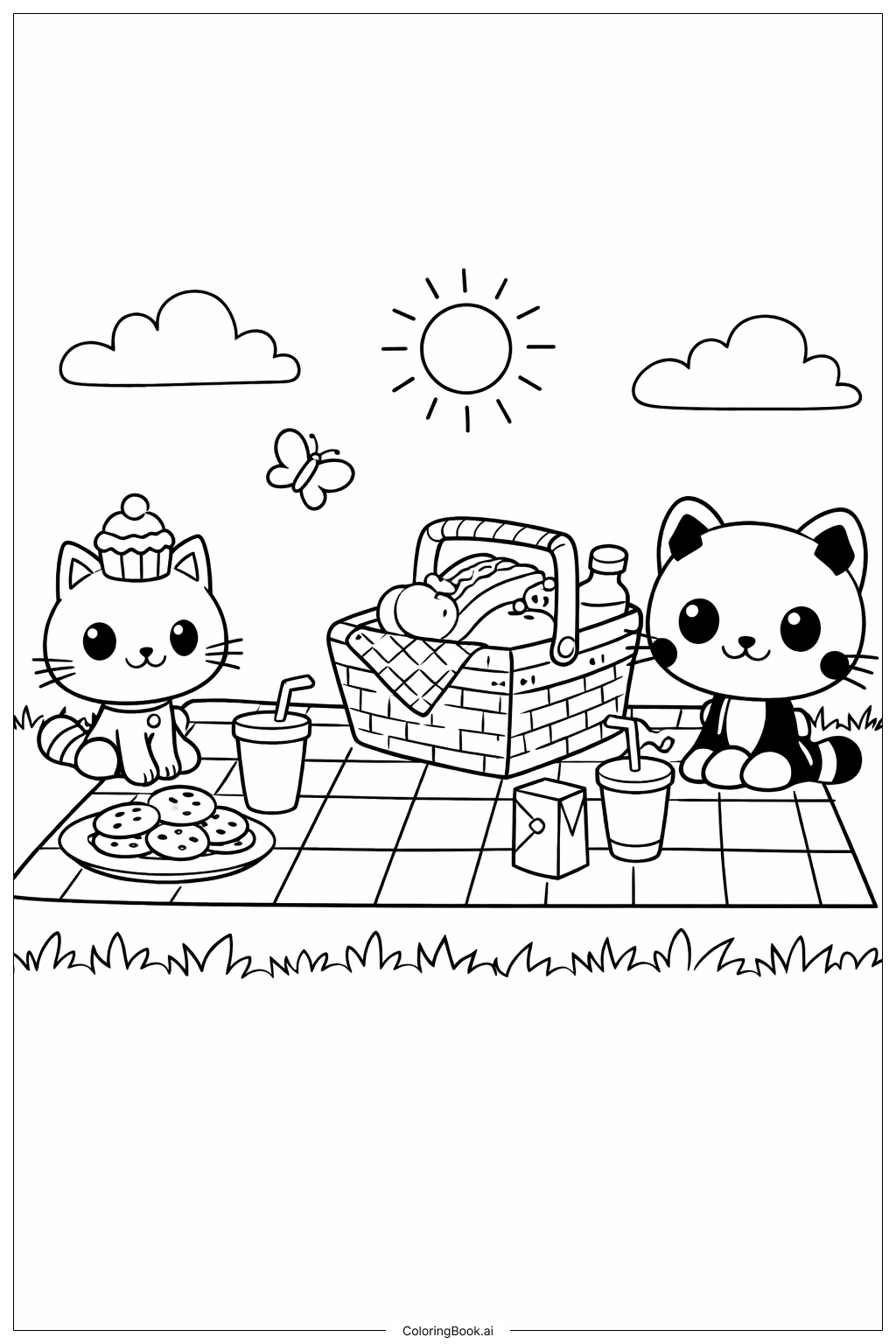  Trang tô màu Cảnh Picnic của Nhà Búp Bê Gabby 