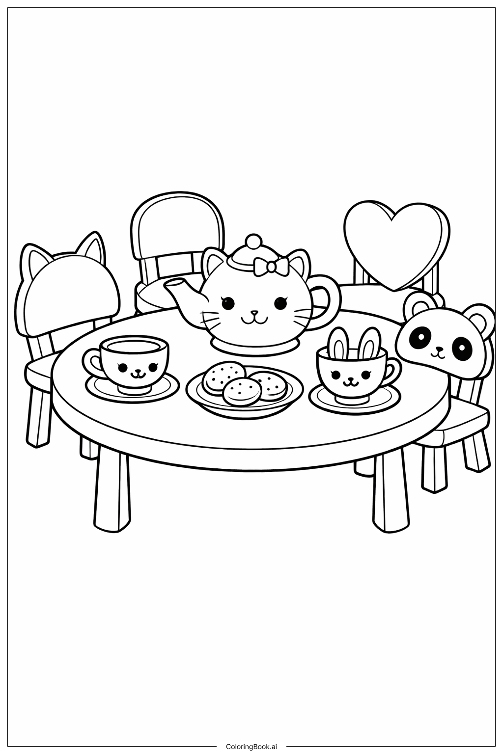  Página para colorear de Fiesta de Té de la Casa de Muñecas de Gabby 