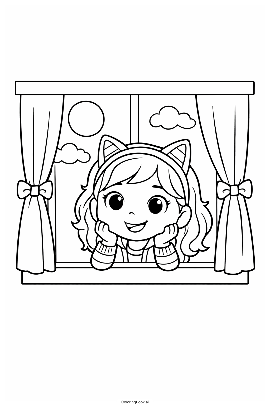  Página para colorir de Gabbys Dollhouse Window Watch 