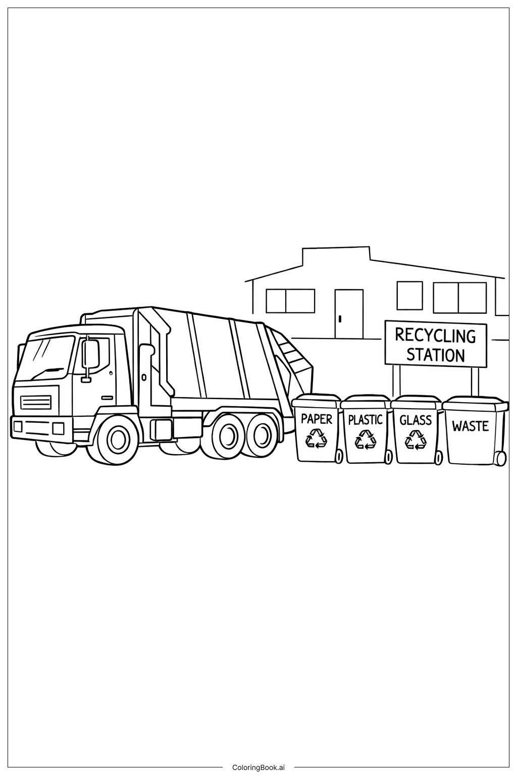 재활용장 쓰레기트럭 색칠공부 페이지