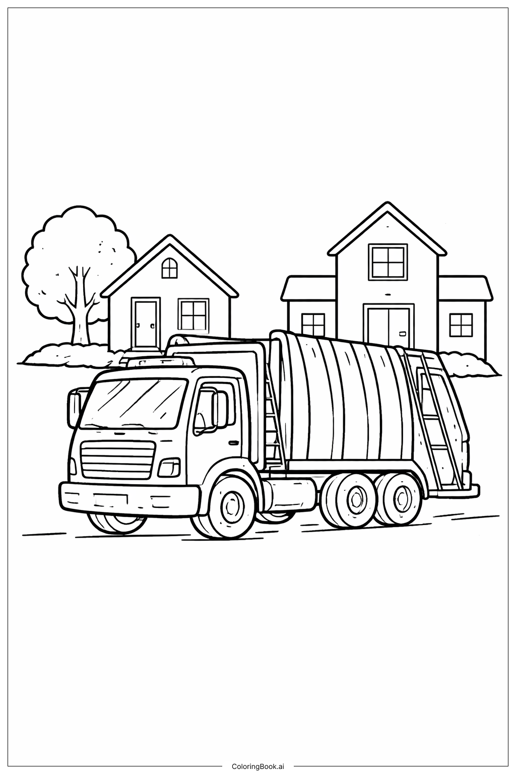 집 근처 쓰레기 트럭 색칠공부 페이지