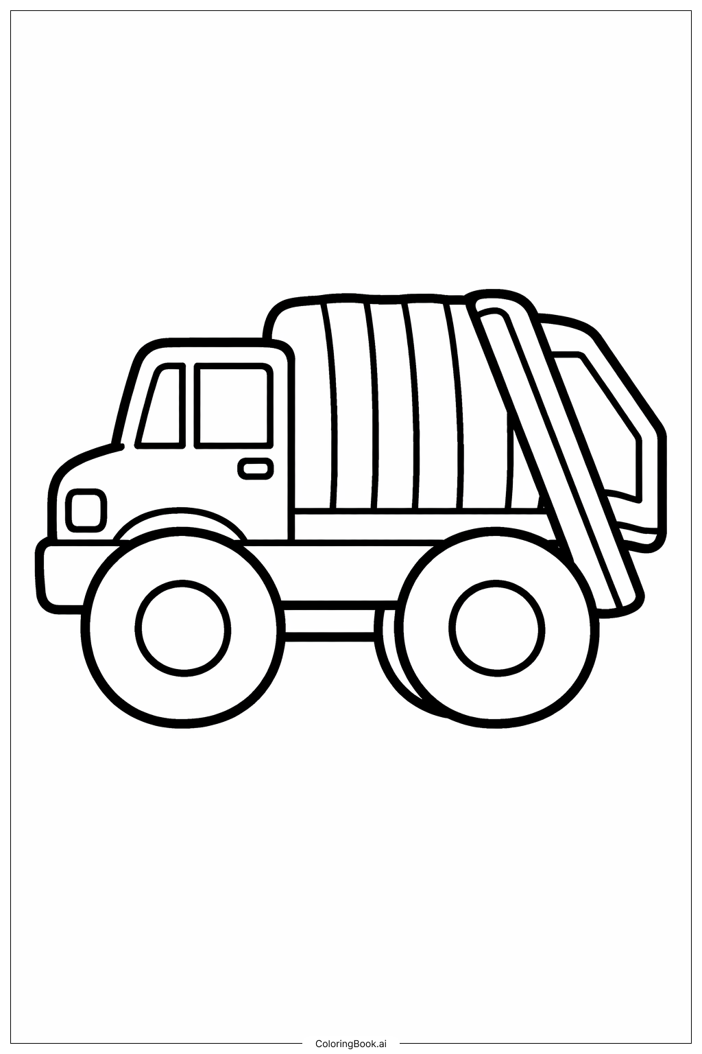 大きなタイヤのゴミ収集車の塗り絵ページ 