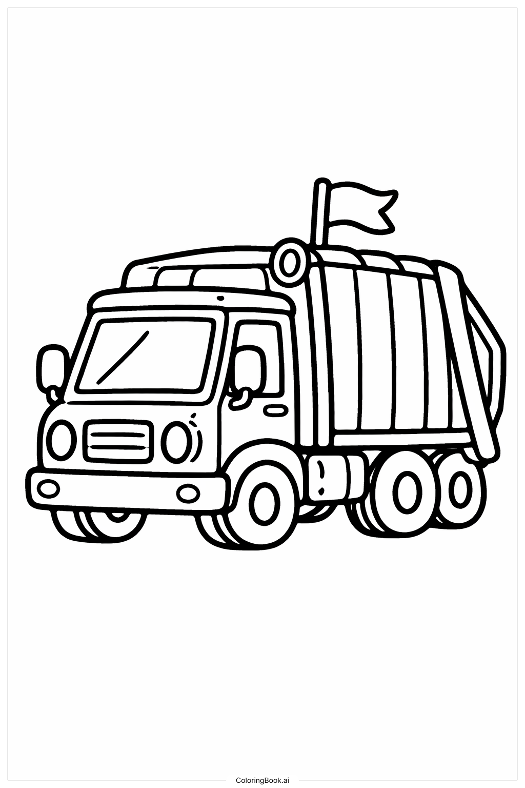 깃발이 달린 쓰레기 차 색칠공부 페이지