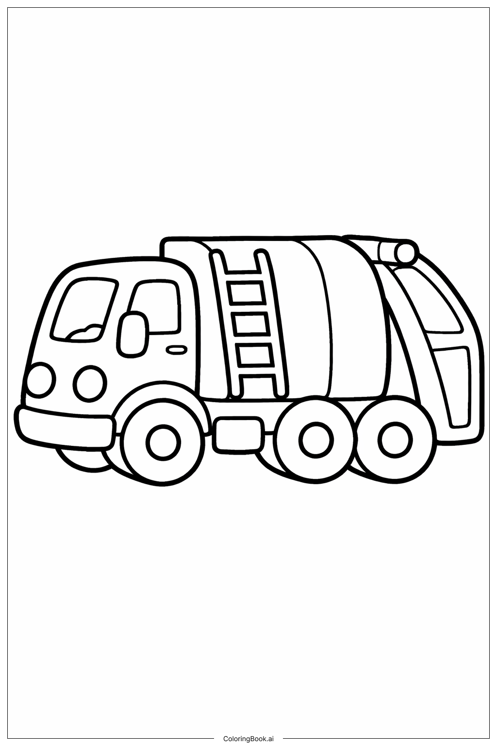 사다리가 있는 쓰레기 수거차 색칠공부 페이지