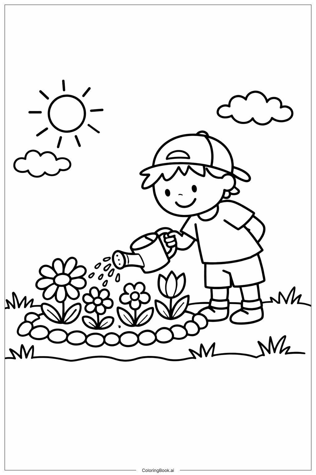  Garden Doodle With Flowers Coloring Page 