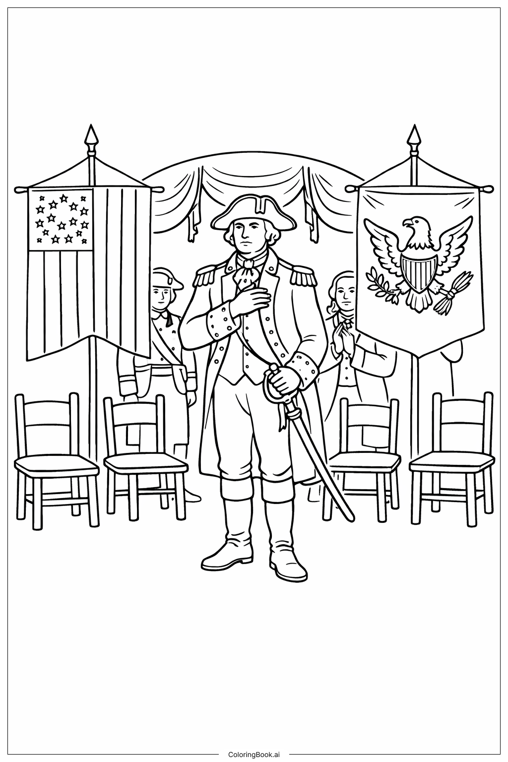  조지 워싱턴 의식 중 색칠공부 페이지 