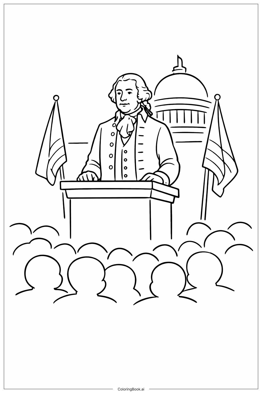  George Washington At Inauguration Coloring Page 
