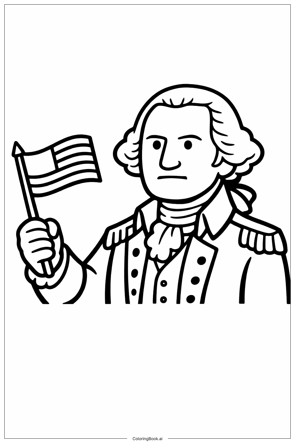  Trang tô màu George Washington Cầm Cờ 