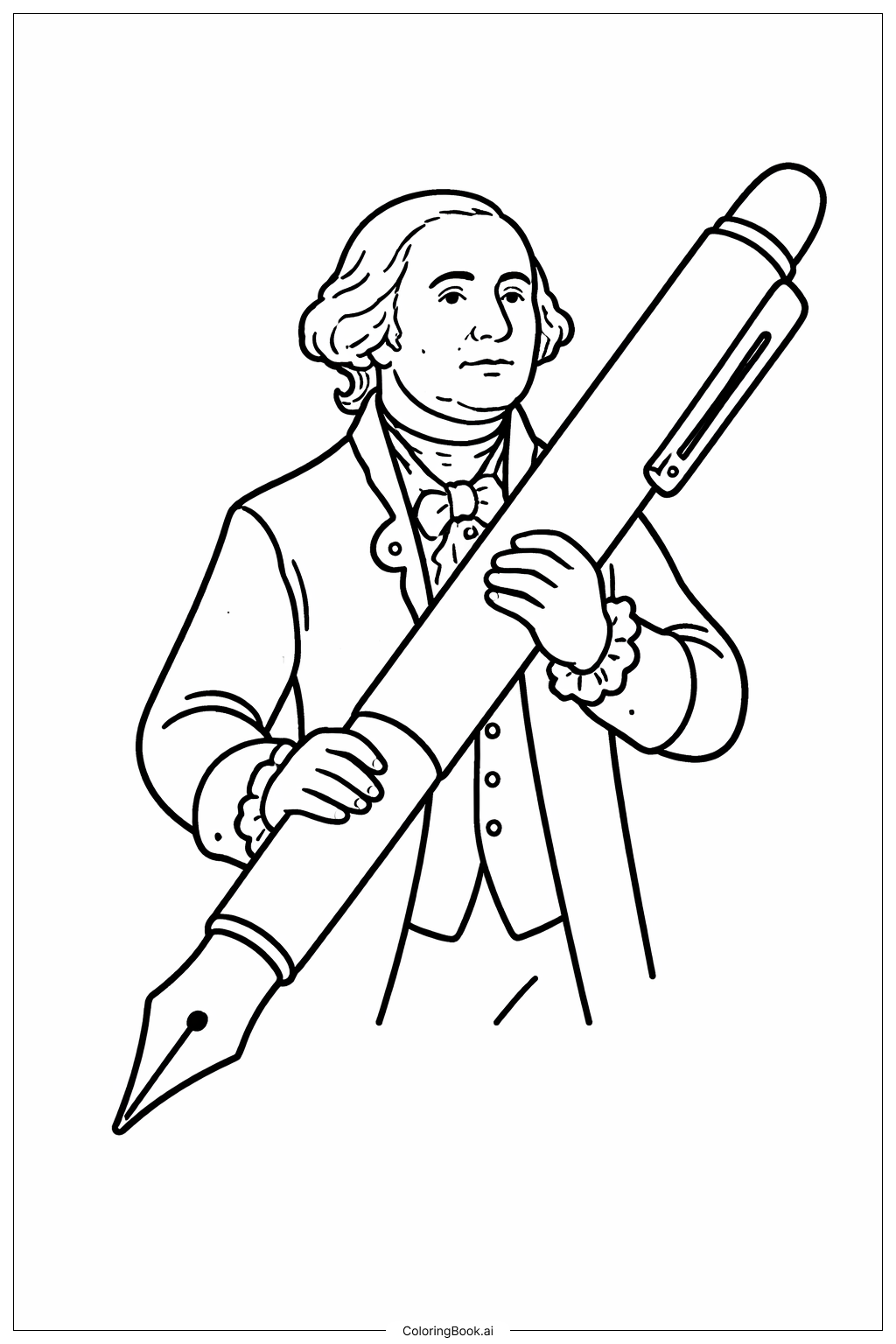 乔治·华盛顿拿着钢笔填色页