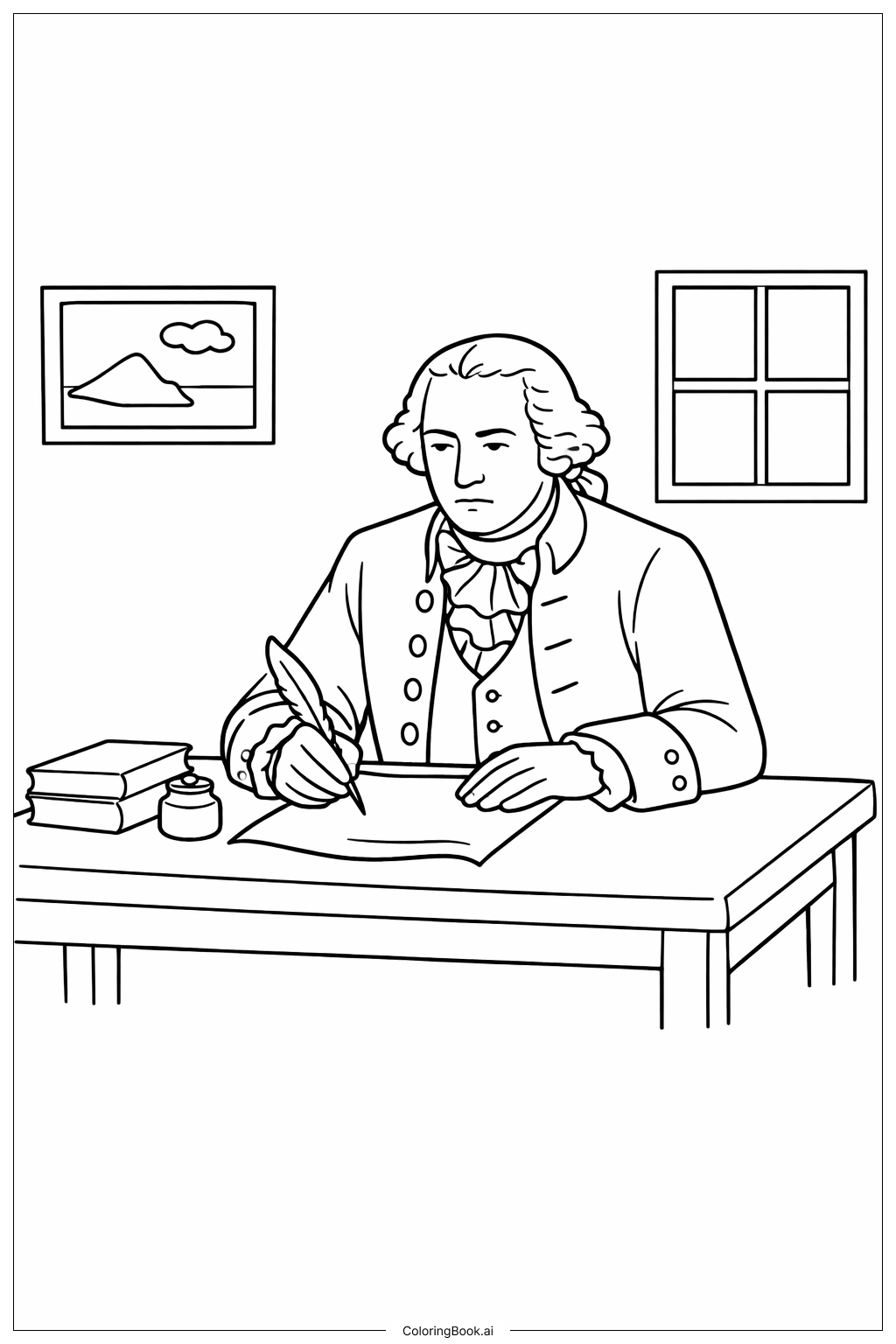 乔治·华盛顿签署文件填色页