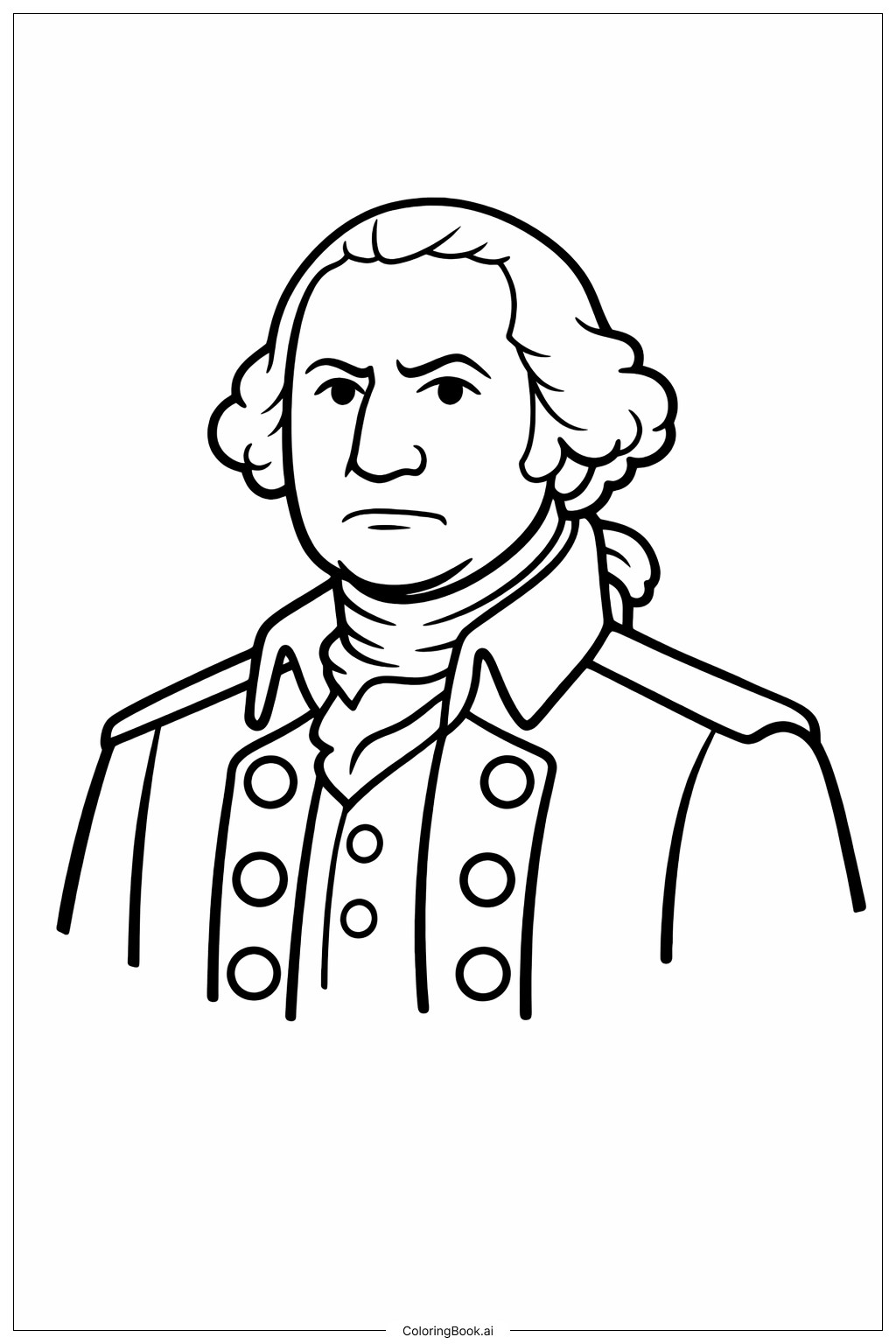  Trang tô màu Đồng phục đơn giản của George Washington 