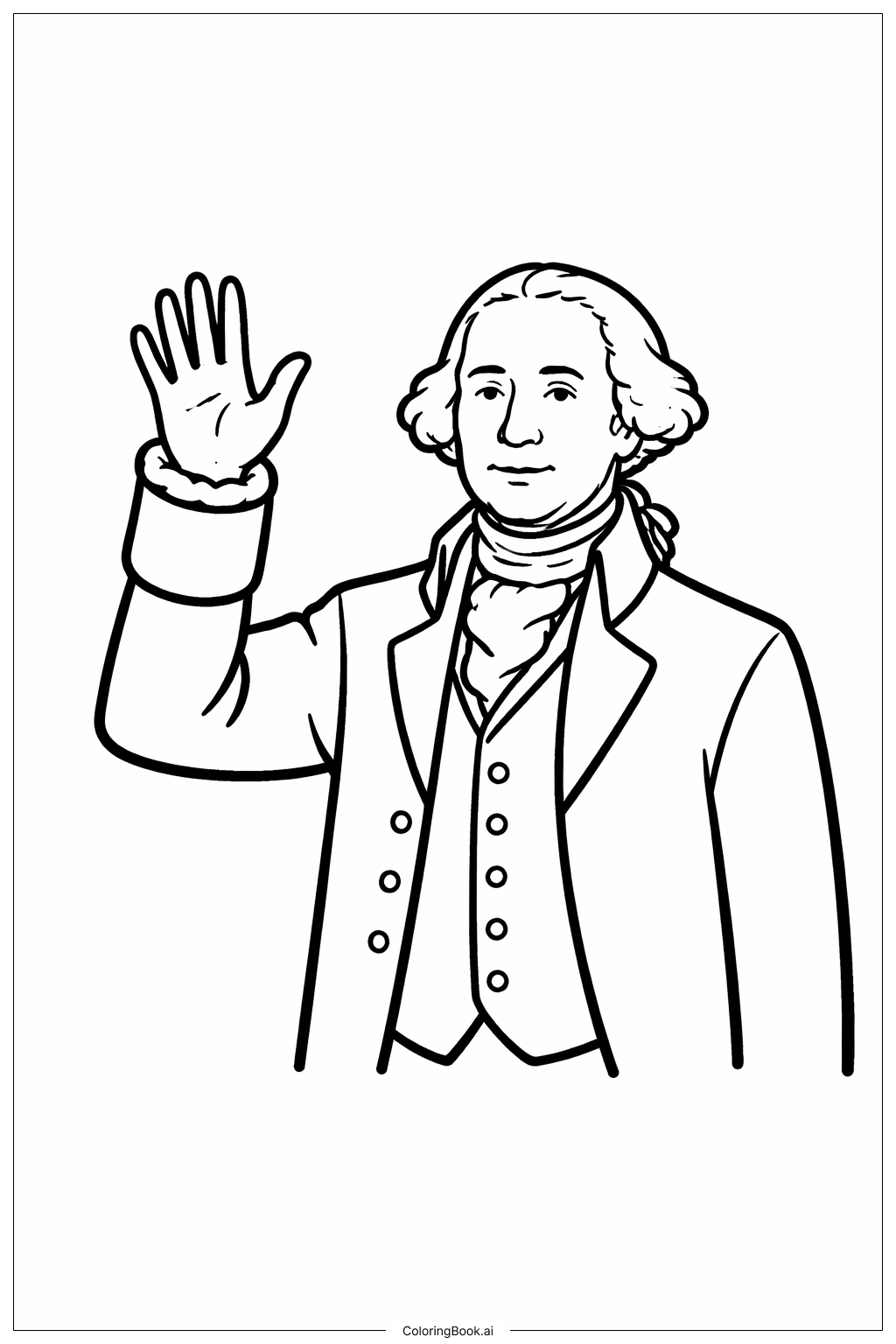  Trang tô màu George Washington Vẫy Tay 