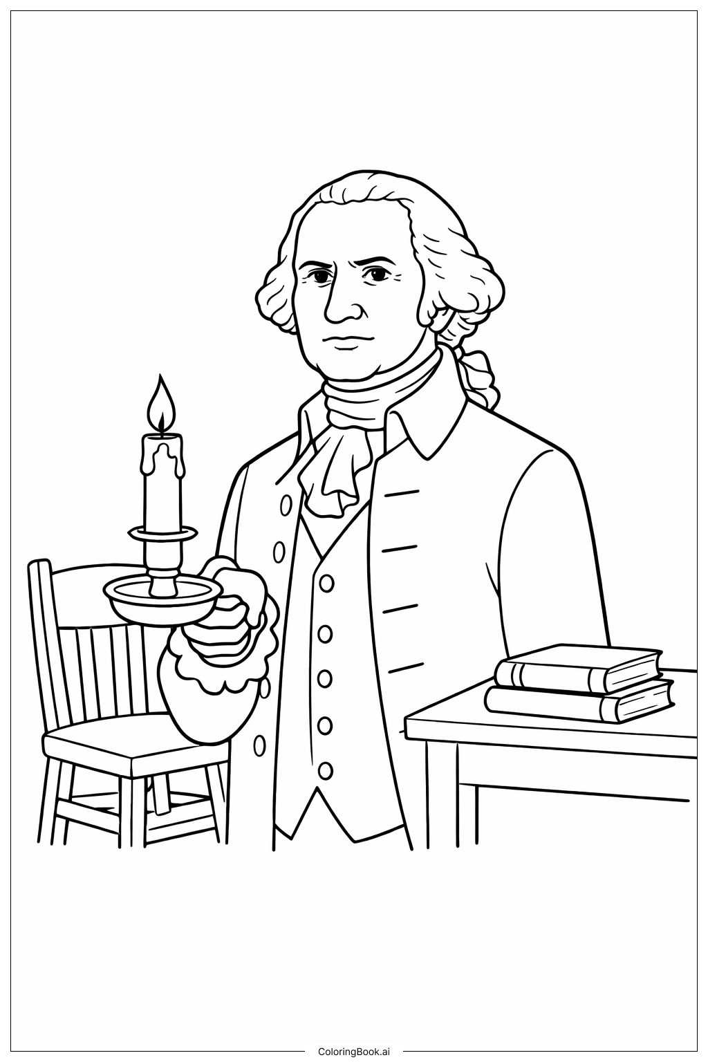  Trang tô màu George Washington Với Ngọn Nến 