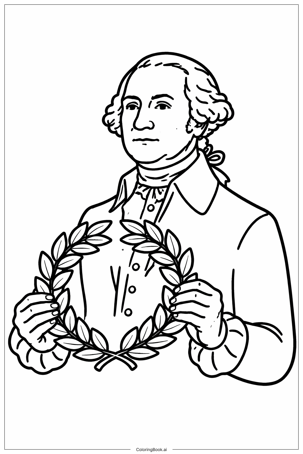  George Washington mit Lorbeer Ausmalseite 