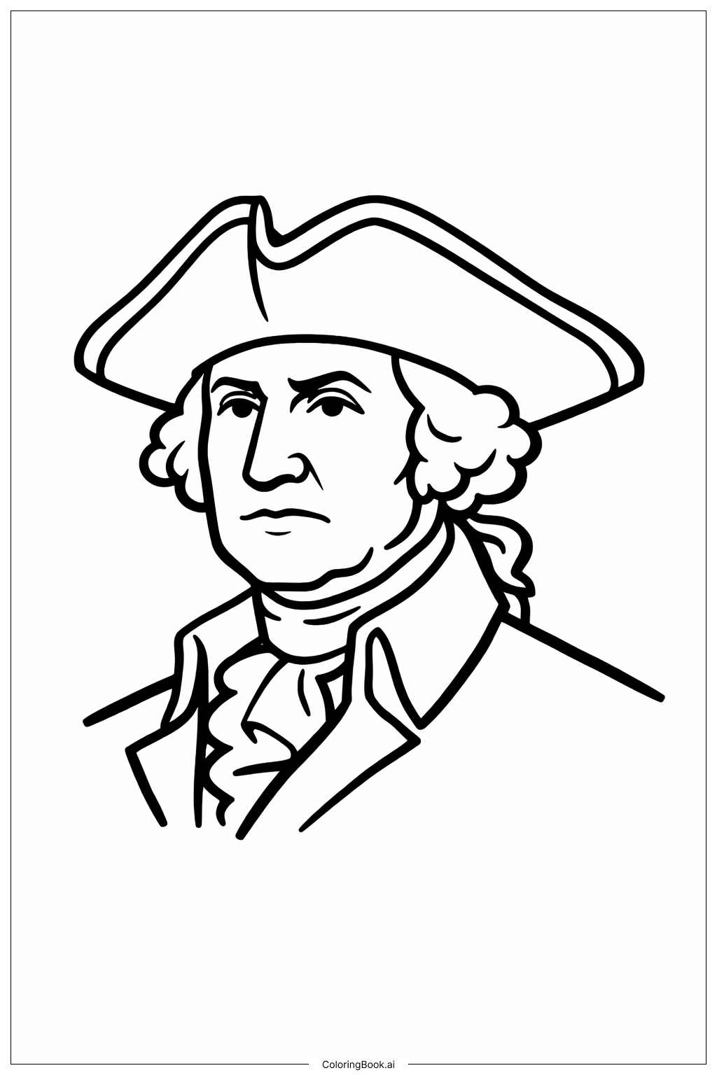  Trang tô màu George Washington Với Mũ Ba Góc 