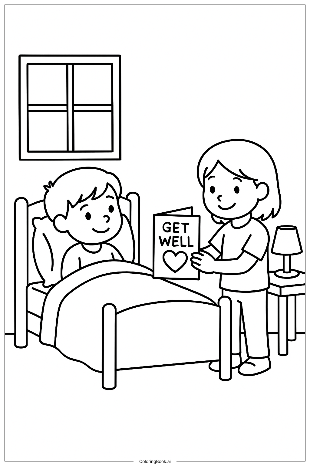 Get Well Soon Bedside Visit Coloring Page