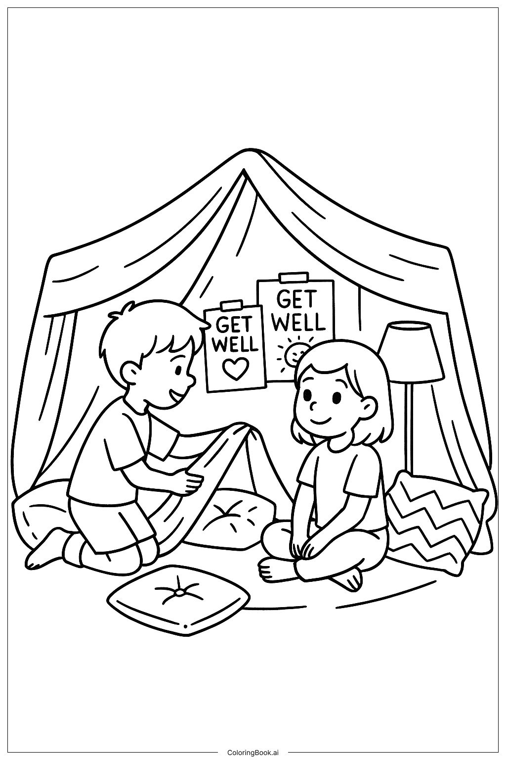 Gute Besserung Kuschelhöhle Ausmalseite