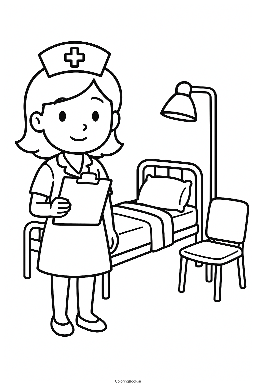 Get Well Soon Cartoon Nurse Coloring Page