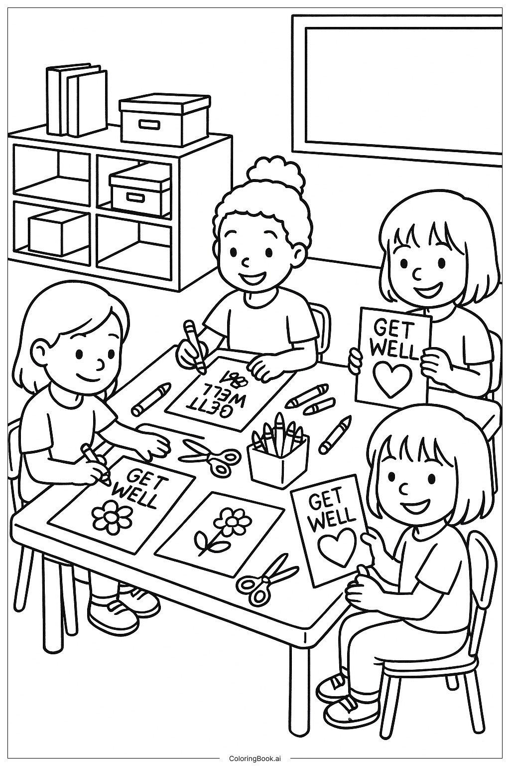 Get Well Soon Crafting Cards Coloring Page
