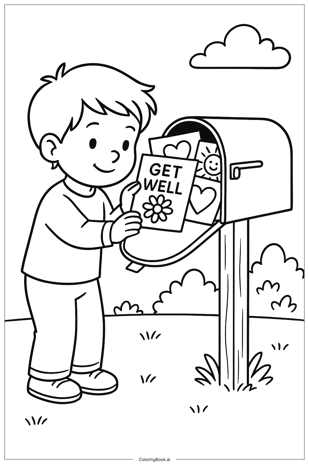 お見舞い用配達ポストの塗り絵ページ