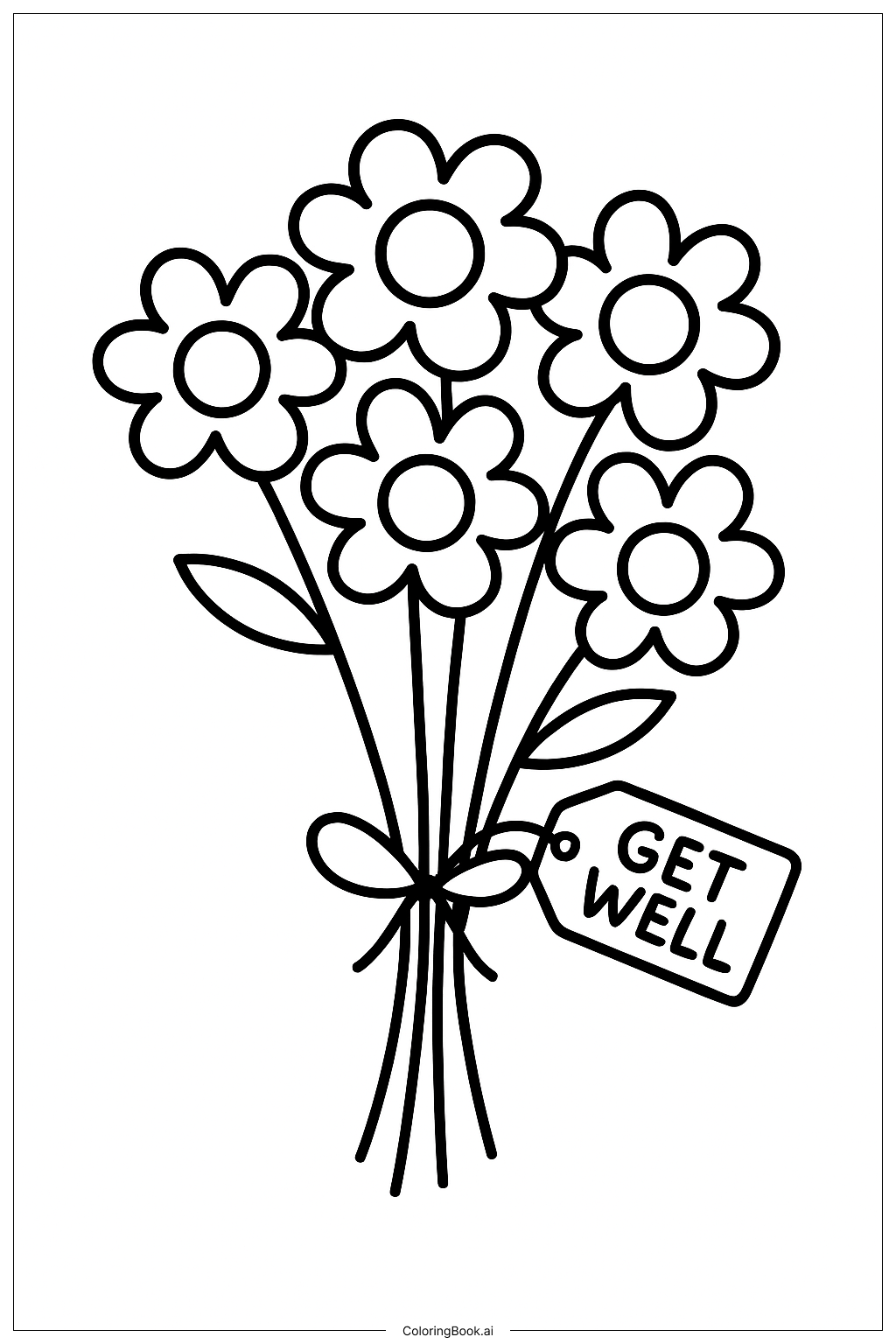  Get Well Soon Flower Bouquet Coloring Page 