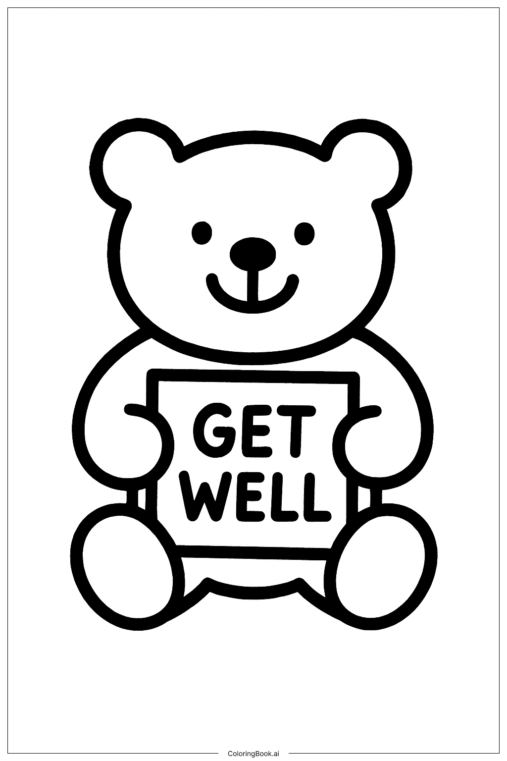  Get Well Soon Friendly Teddy Coloring Page 