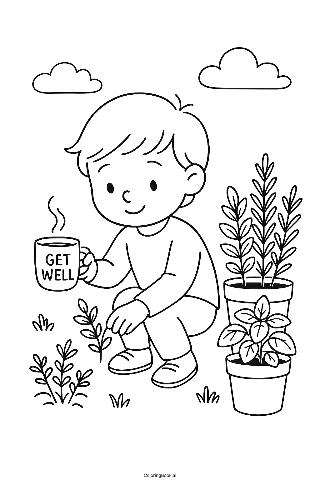  Página para colorir de Melhore Logo Colhendo Ervas 