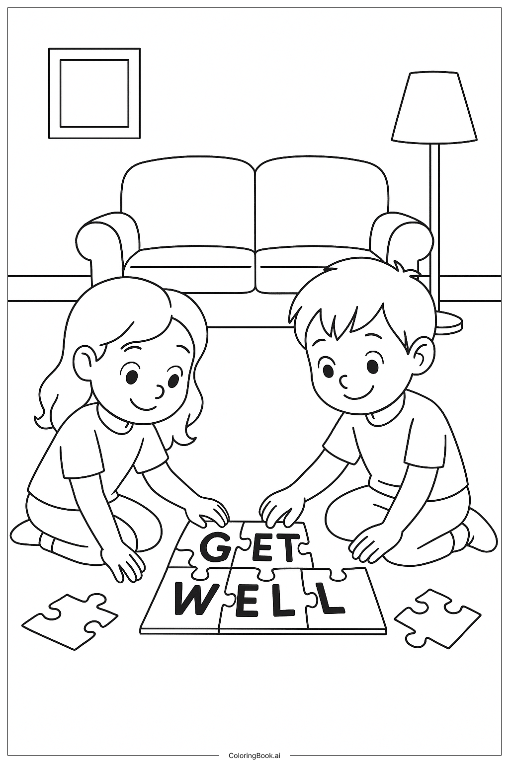 お大事パズル遊びの塗り絵ページ