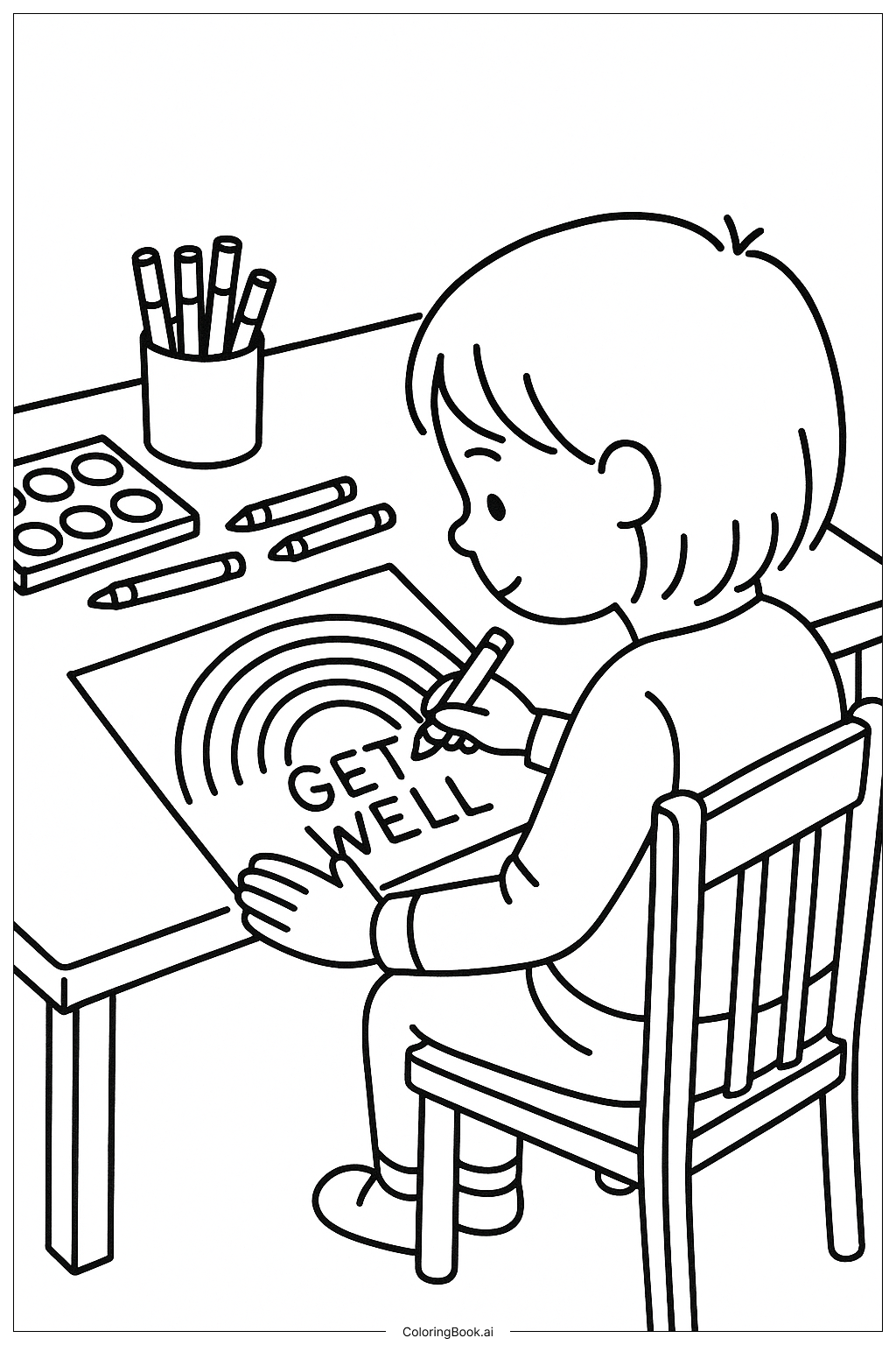 早日康復彩虹圖畫著色頁