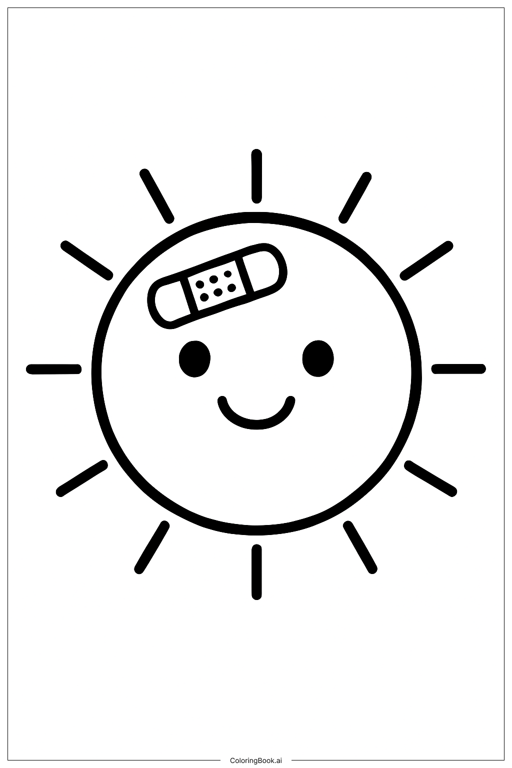  Get Well Soon Sun With Bandage Coloring Page 
